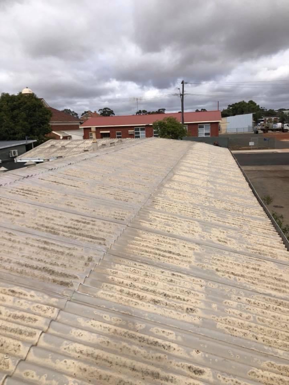 Tired roof before white recoat, before